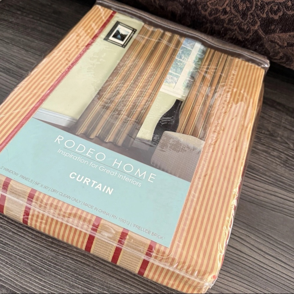 NIP Rodeo Home Prelude Brick Curtains 90x54in 2pc one pair